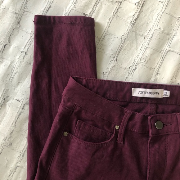 NWT! JustFab Eggplant Purple Skinny Jeans Size 28 - Picture 3 of 11